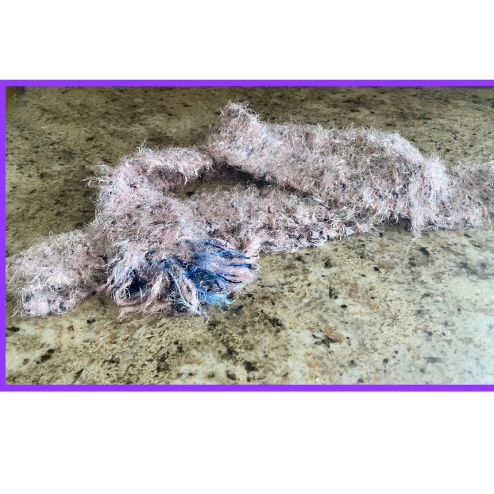 Hand-crafted eyelash yarn scarf extra long PURCHASED IN CARMEL, CALIFORNIA - Picture 5 of 5